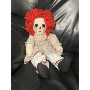 Vintage Handmade Cloth Raggedy Ann Doll with Stitched Eyes Nose Mouth 19”
